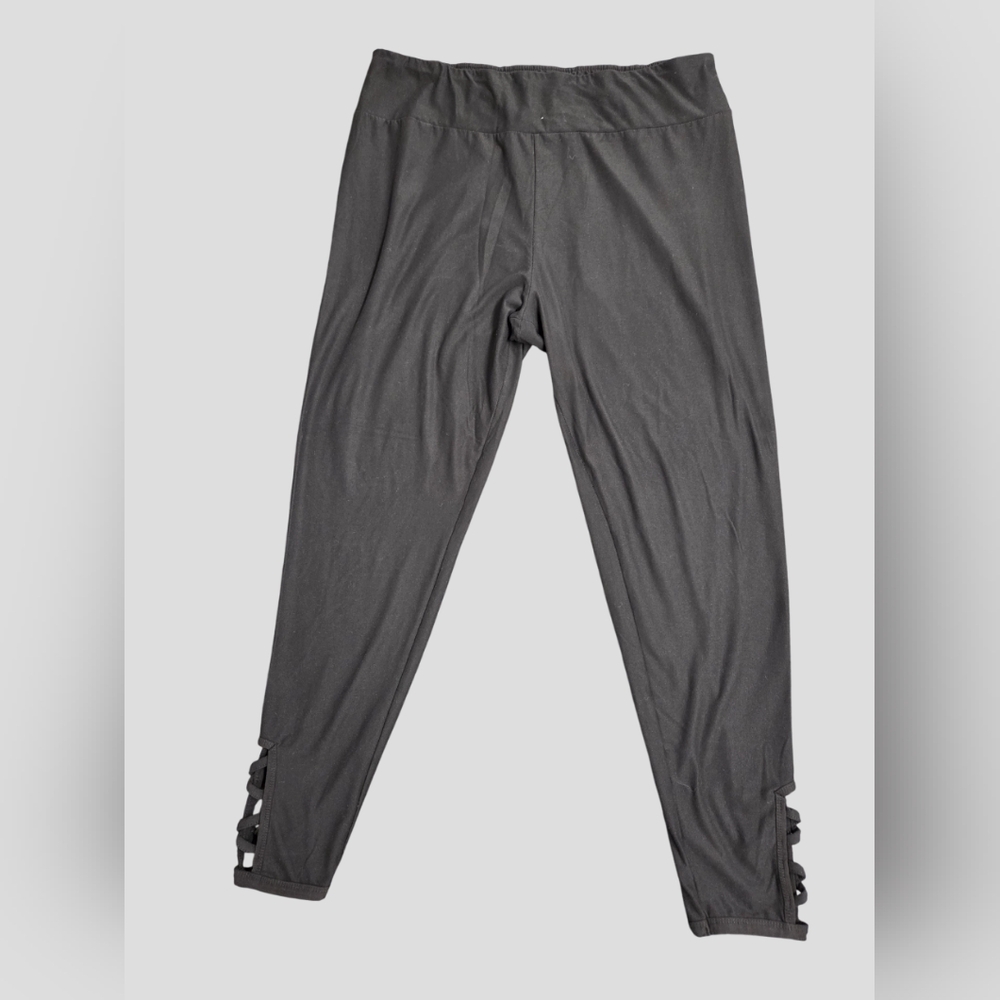 Leggings Ankle Lattice Pattern 2 Pair (1) Each Black & Gray Leggings PreLoved 3X - Picture 2 of 4